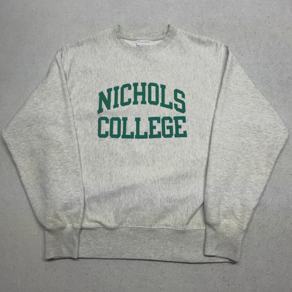 Champion Reverse Weave Nichols College Sweatshirt Grey Heather Medium Y2K